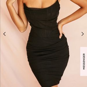 The Laila black mesh strapless corset dress
